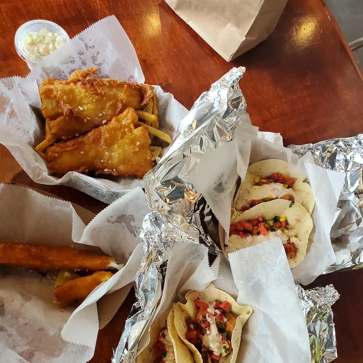 Cod Halibut Fish and Shrimp Tacos