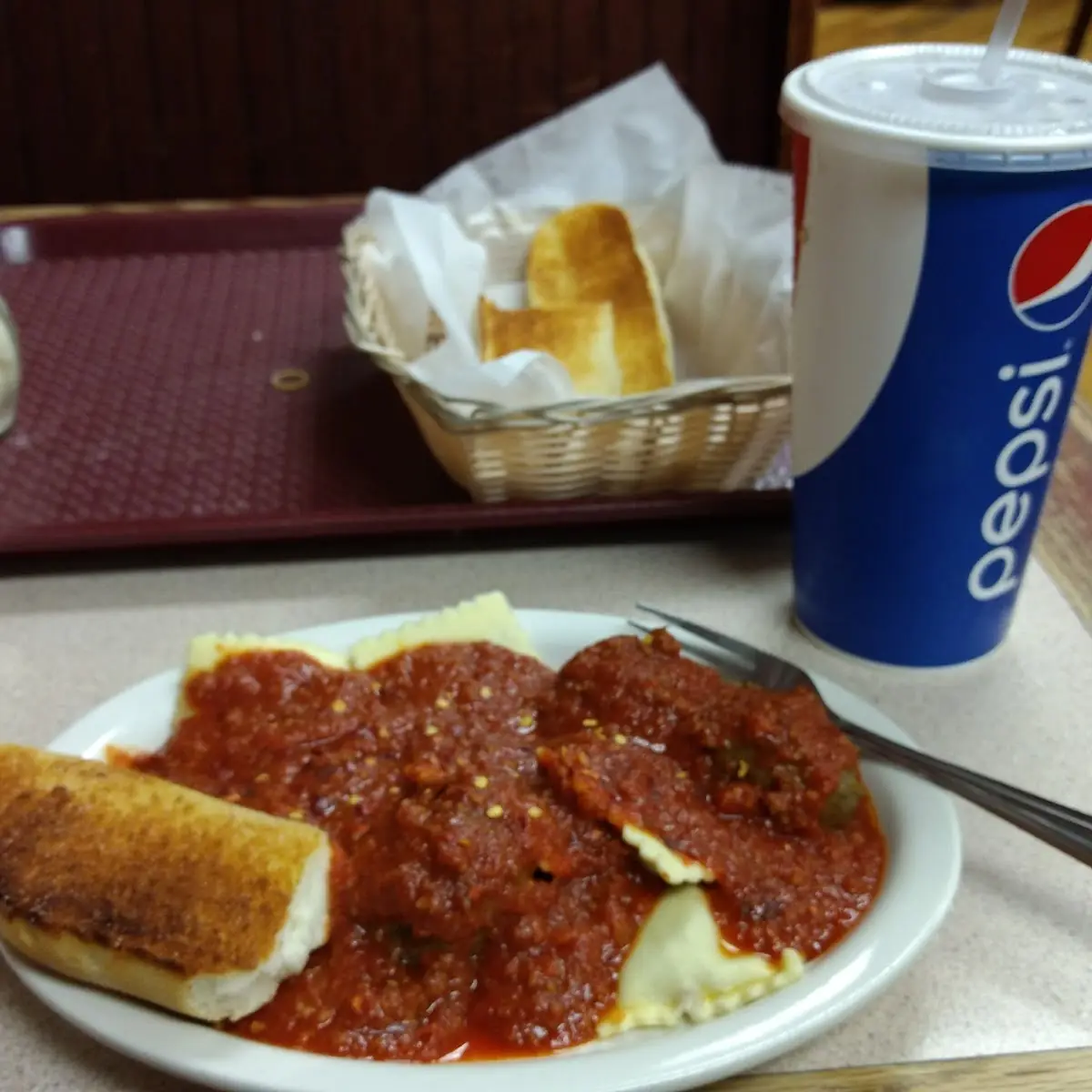 Ravioli with Garlic Bread