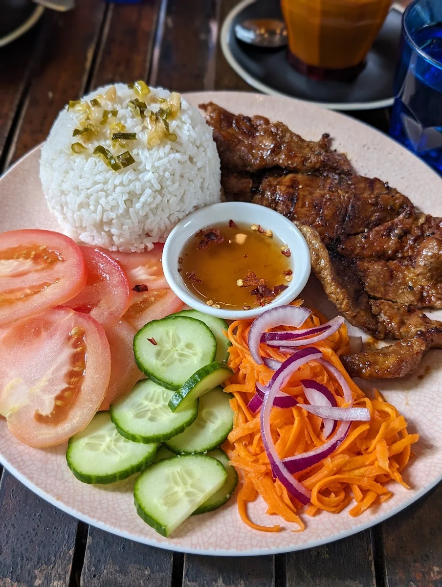 Lemongrass Pork with Rice, Birdies Espresso