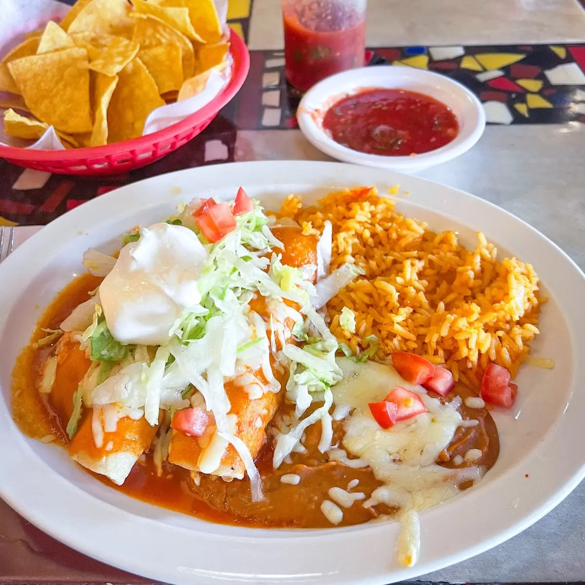 Enchilada Rice and Refried Beans