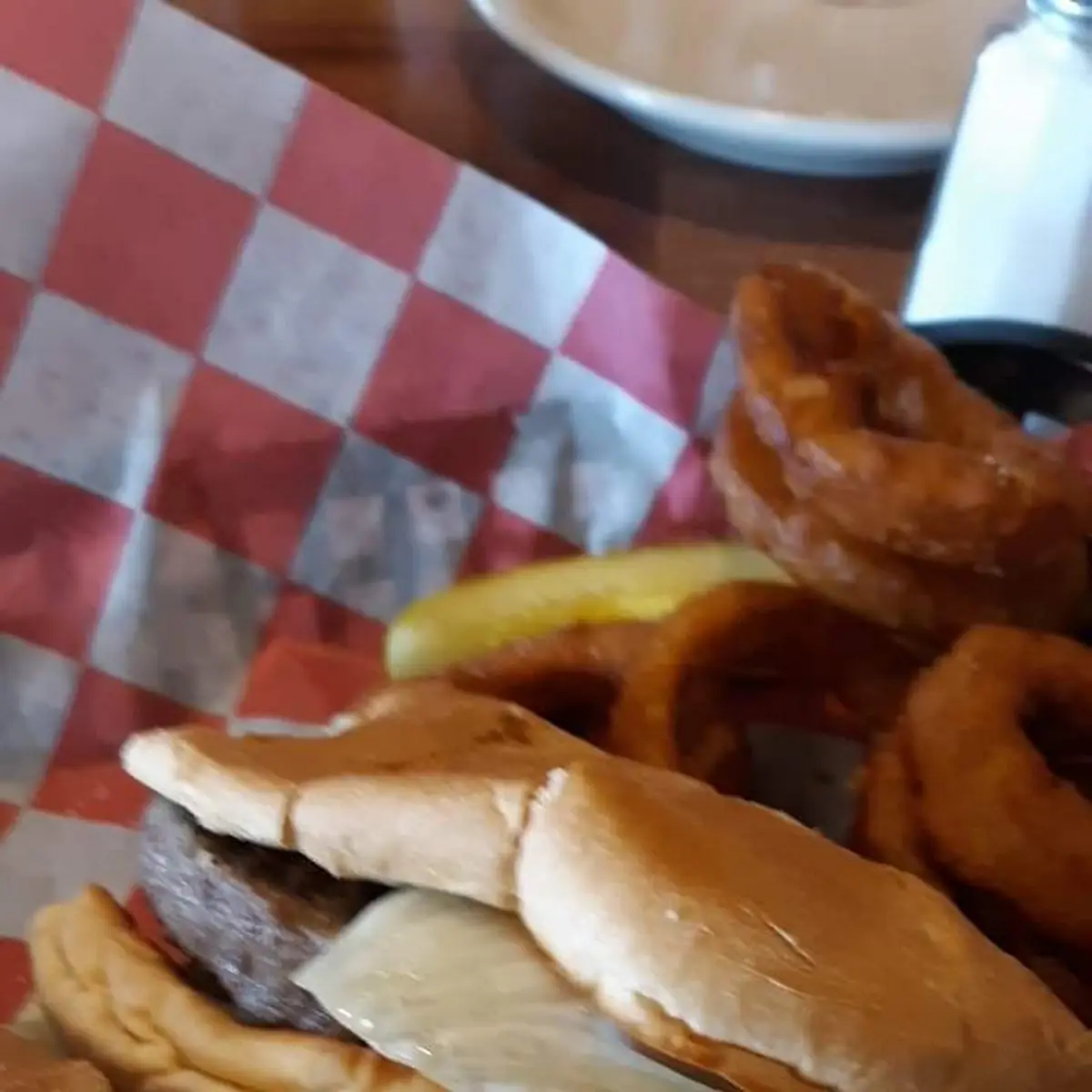 Classic Burger and Onion Rings