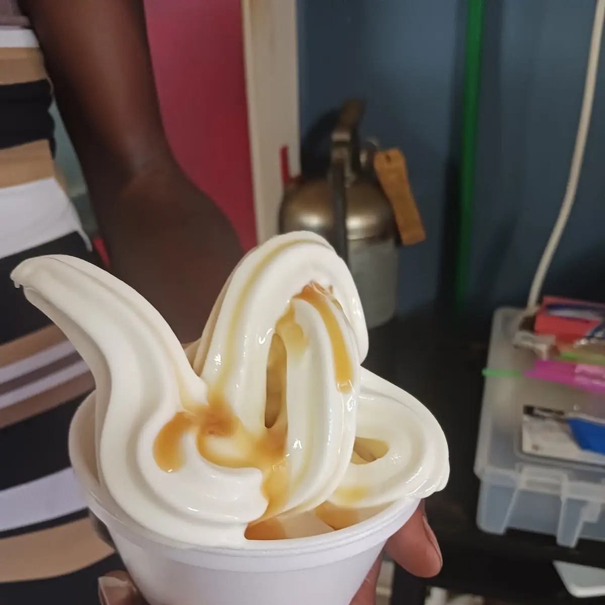 Soft Serve Ice Cream w Carmel Topping