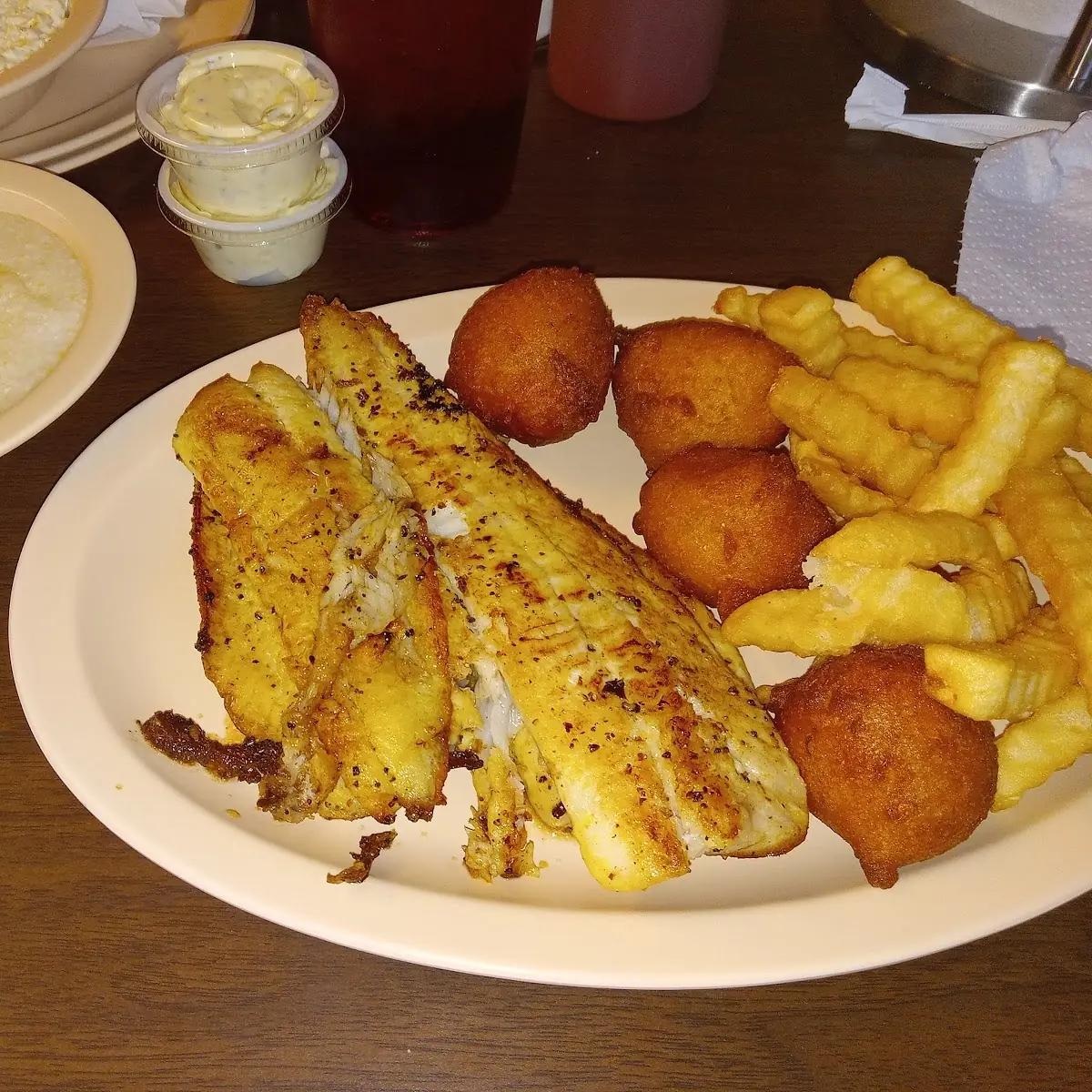 Flounder Dinner Grilled with Lemon Pepper