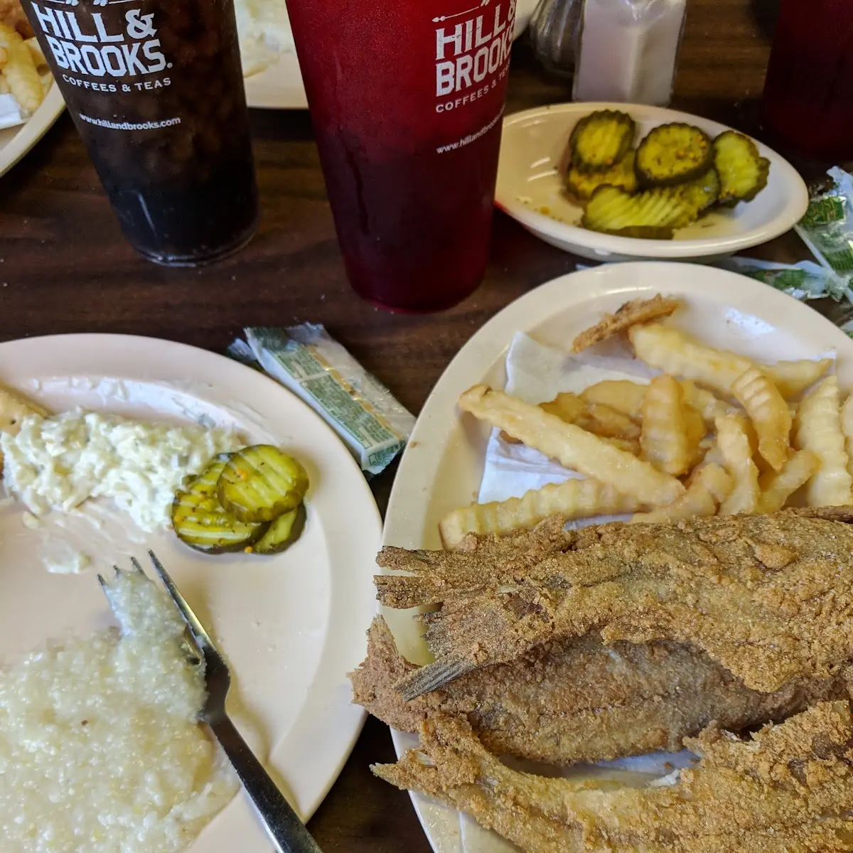 Fried Catfish Dinner Coleslaw and Buttered Grits