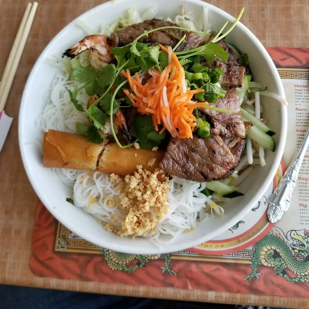 Egg Roll and Grilled Pork Noodle Salad