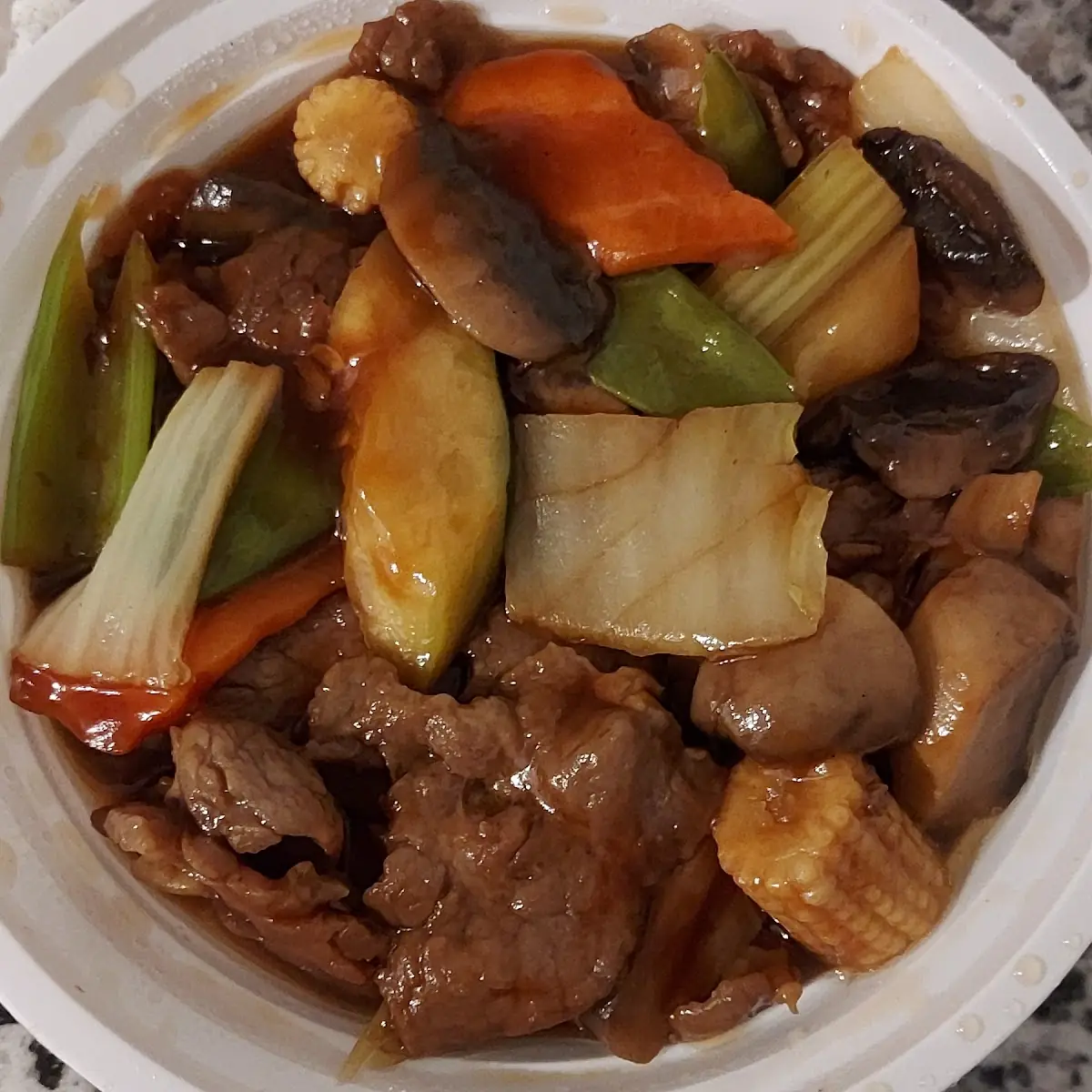 Beef & Scallop w Mixed Veg