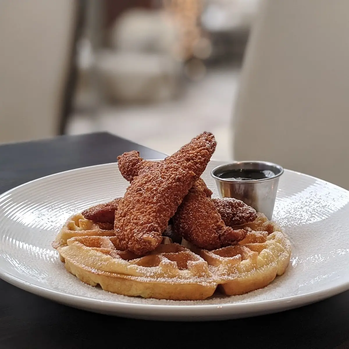 Chicken and Waffles with Pure Maple Syrup