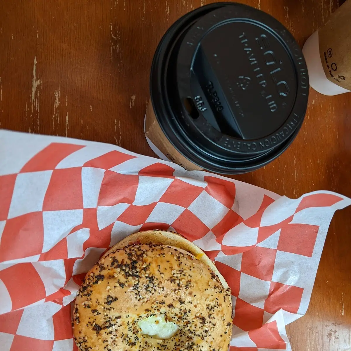 K2 Breakfast Sandwich on Everything Bagel