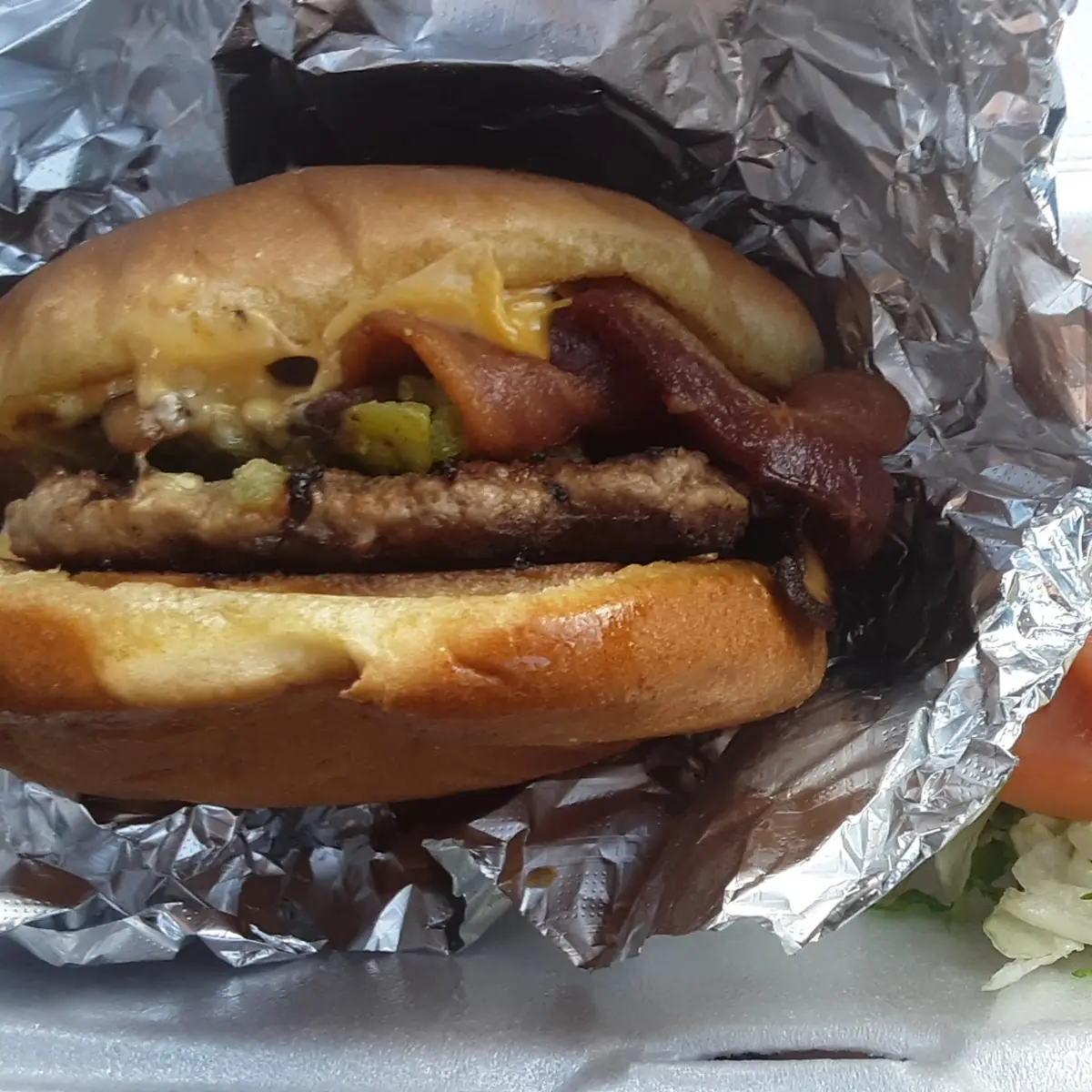 Green Chile Bacon Mushroom Cheeseburger