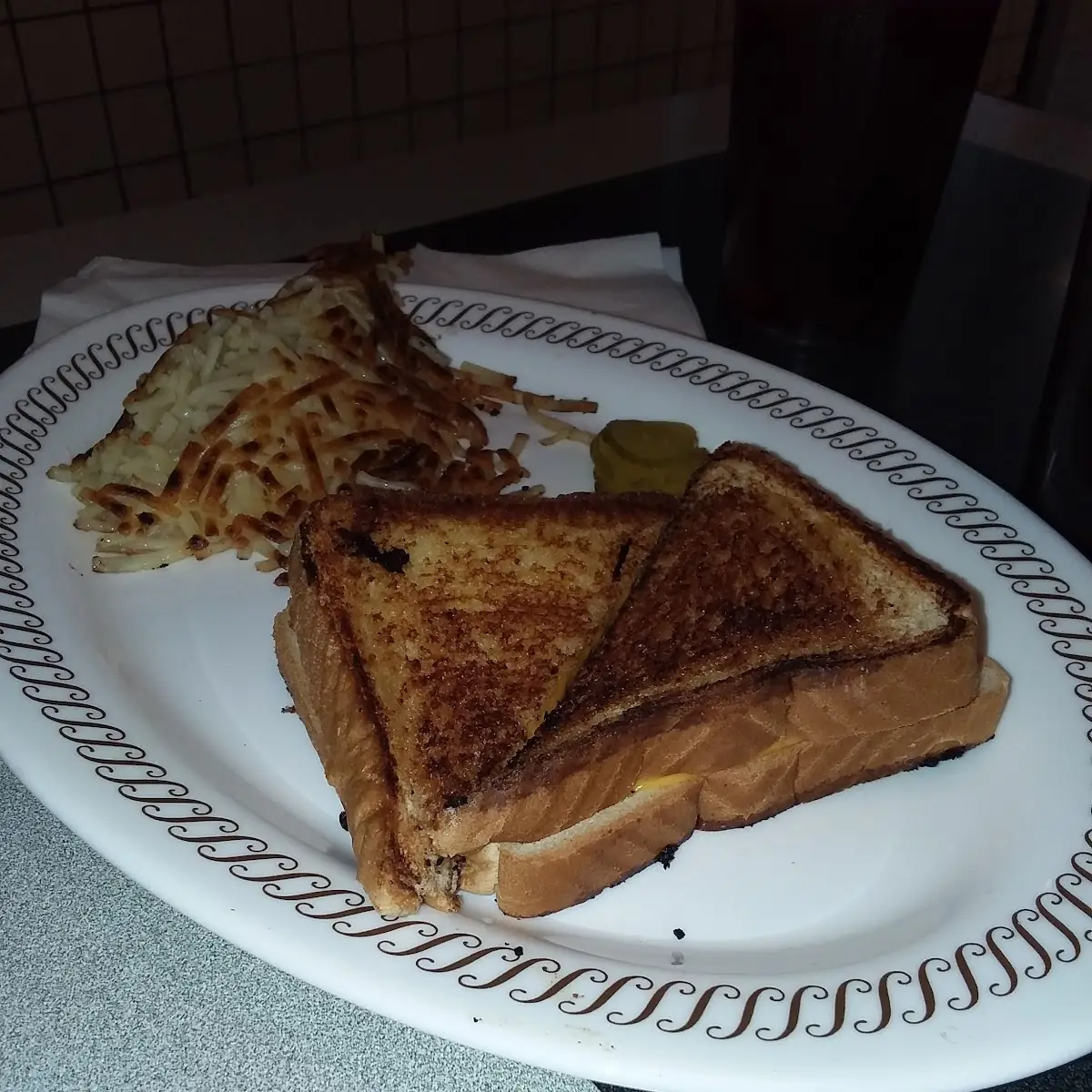 Grill Cheese Sandwich and Hashbrowns