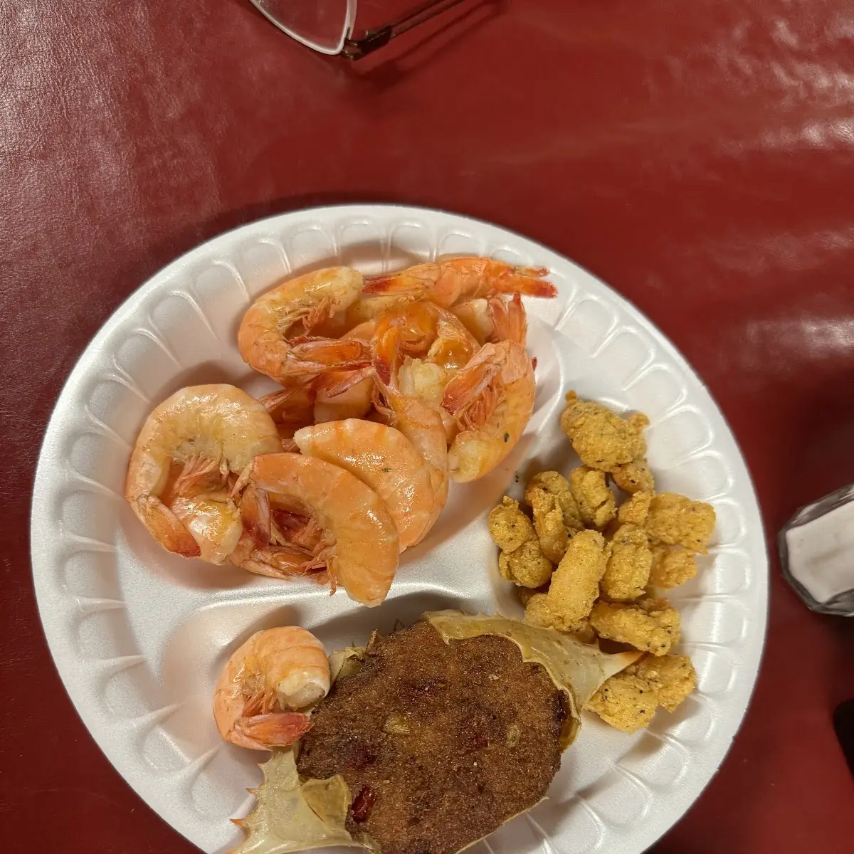 Boiled and Fried Shrimp with a Crab Cake