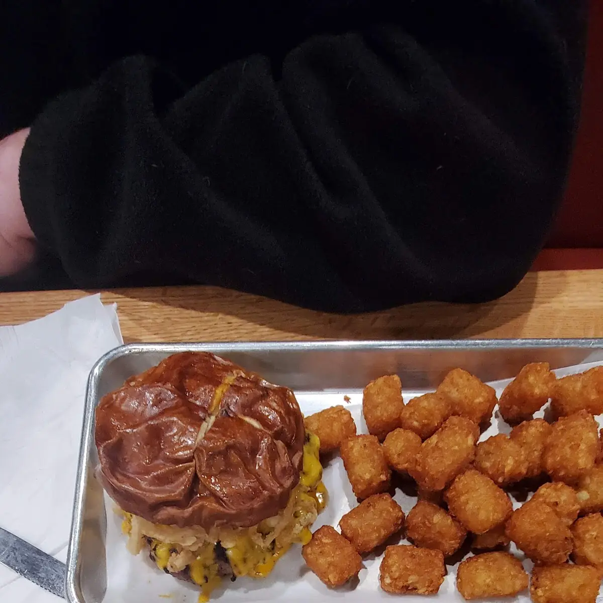 Bacon Cheddar Burger w Tots