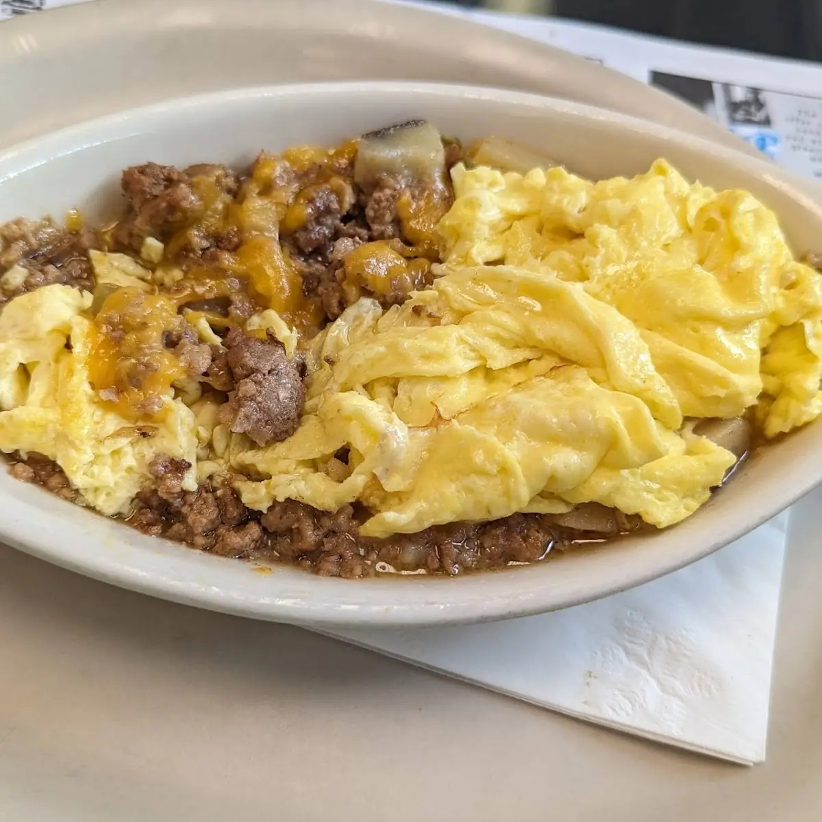 Lake Wally's Hash with Scrambled Egg Platter