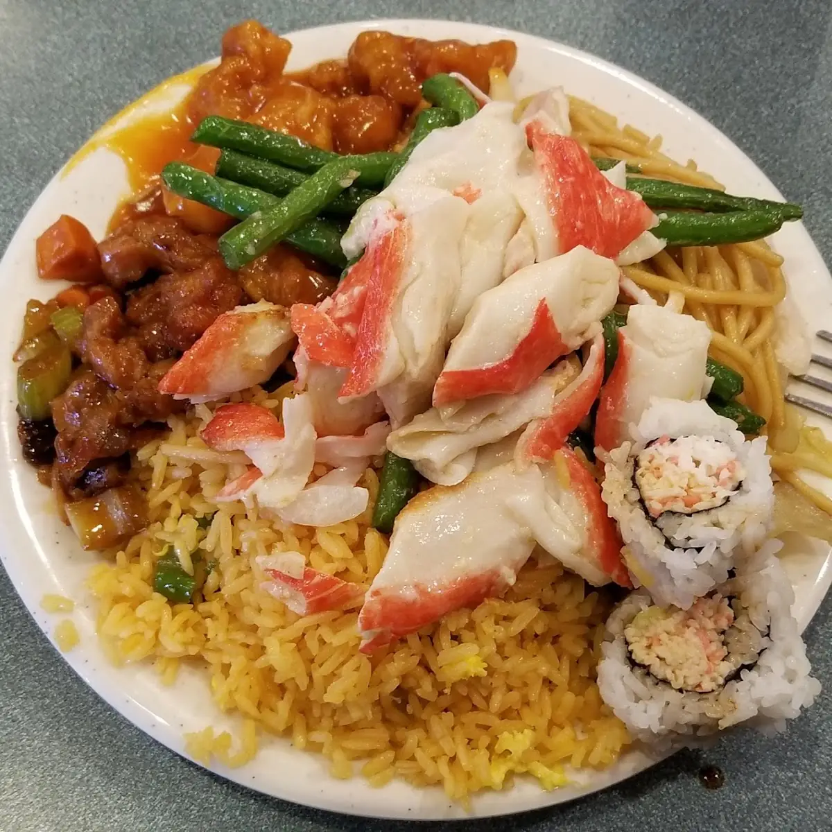 Fried Rice Warmed Crab String Beans Sushi Chow Mein Orange Chicken Kung Pao Won Ton