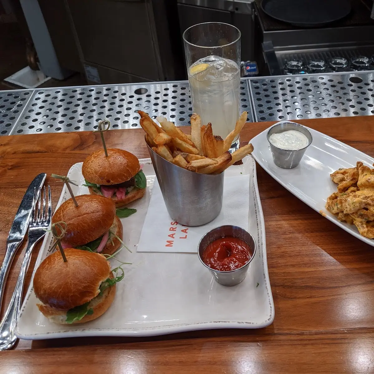 Pork Belly Sliders & Angry Chicken Fries