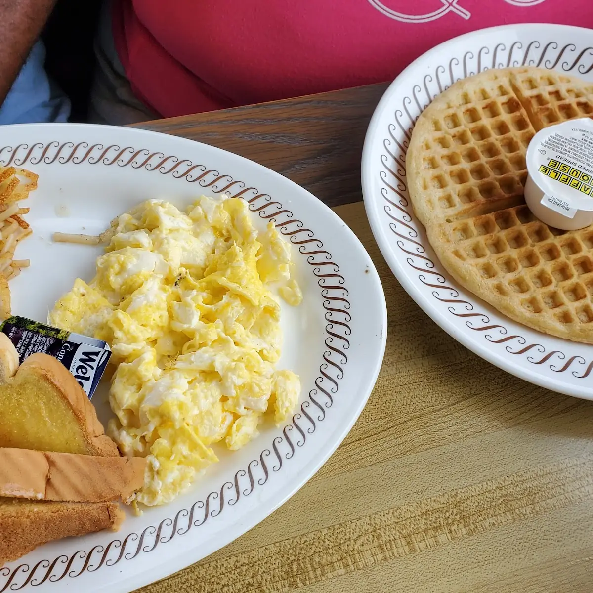 Scrambled Eggs with Hash Browns and Toast