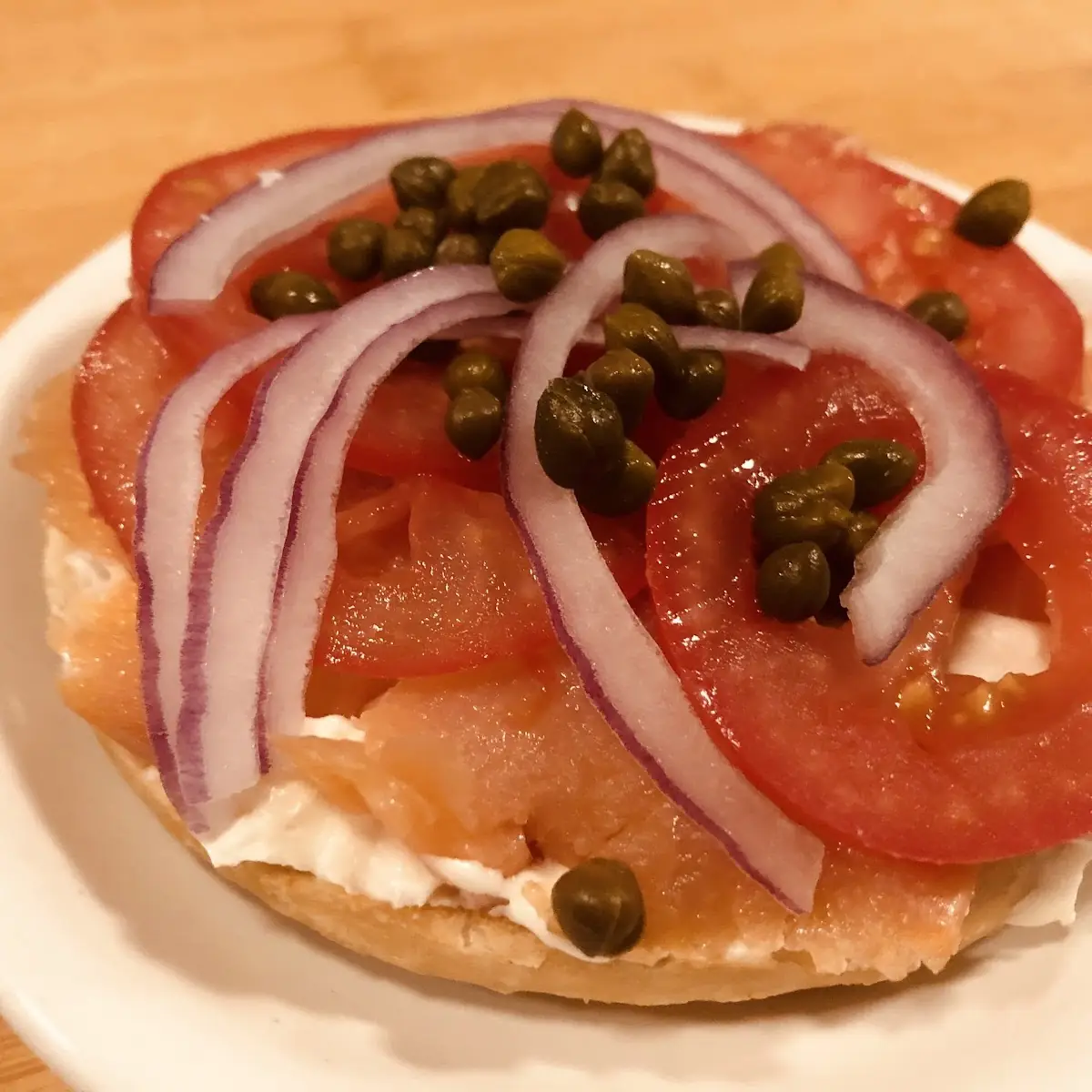 Lox Cream Cheese Tomato Red Onion Capers