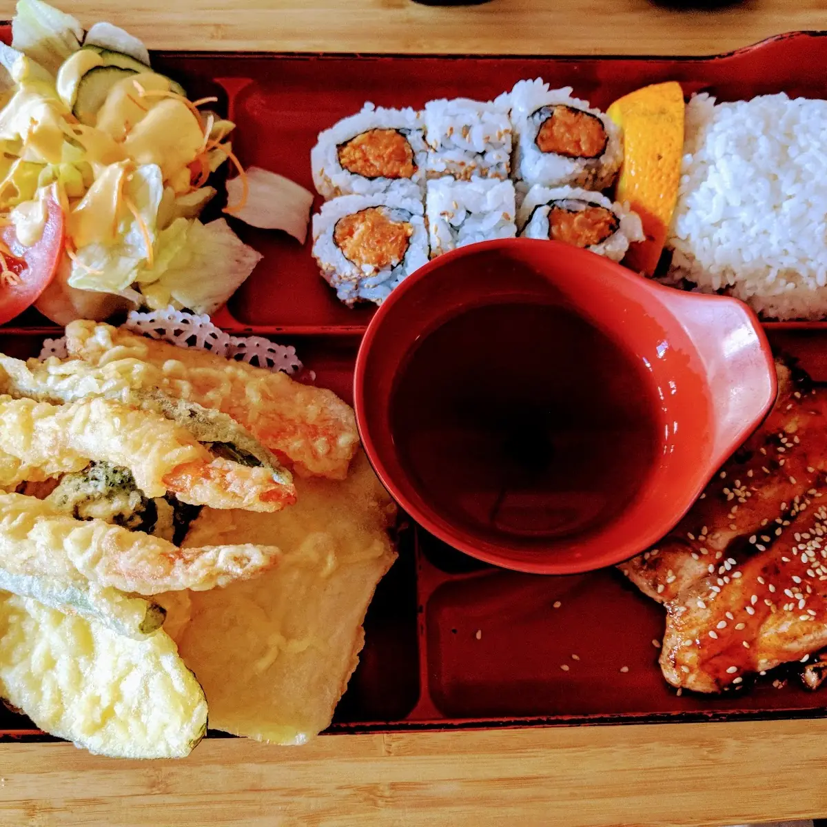 Bento Box with Teriyaki Salmon