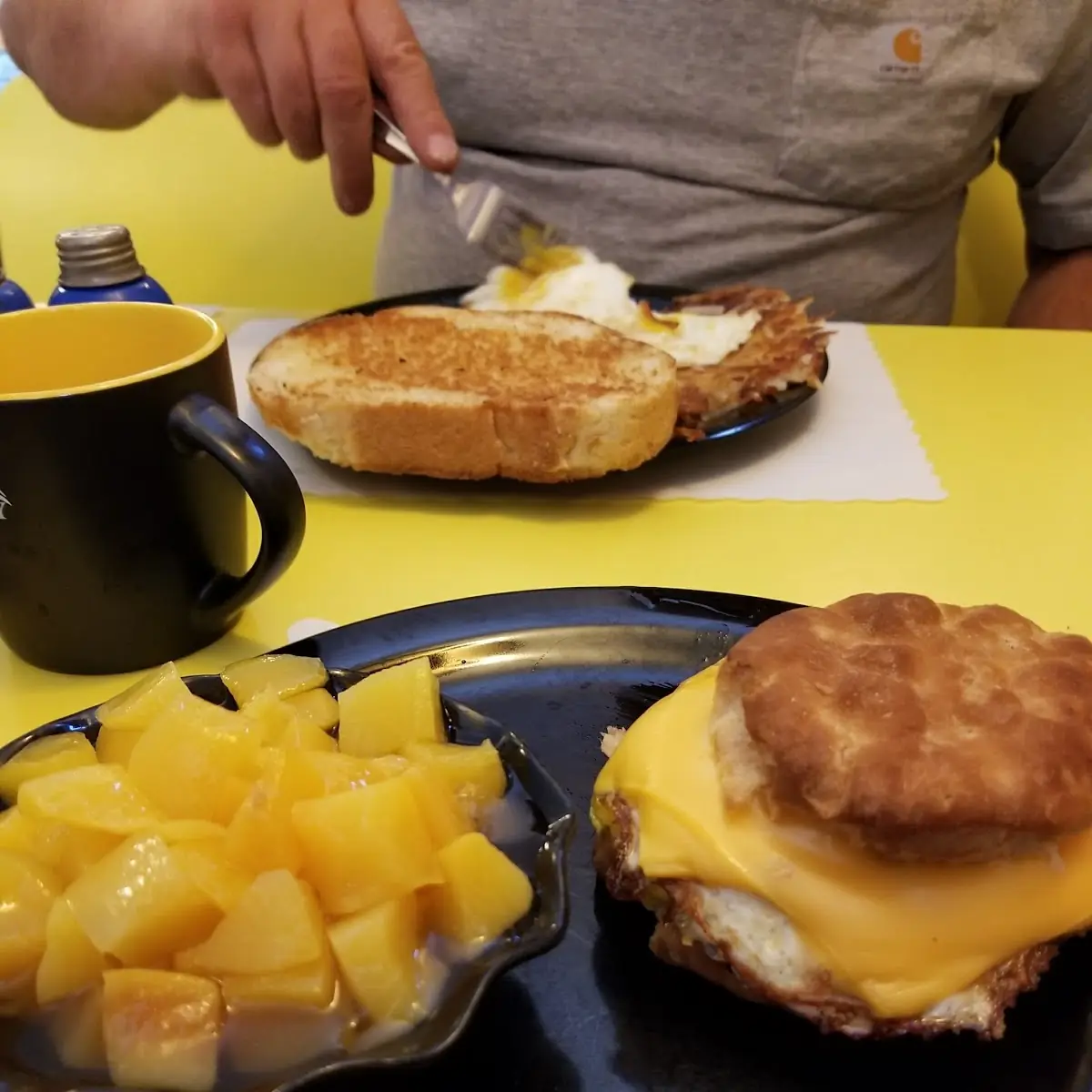 Sausage Egg and Cheese Biscuit with Fruit