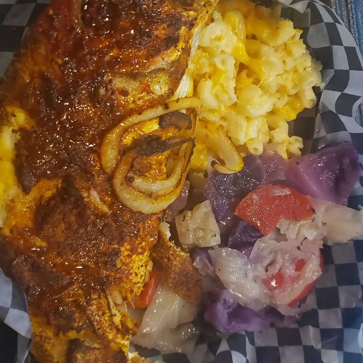 Red Snapper with Macaroni Cheese Green Beans