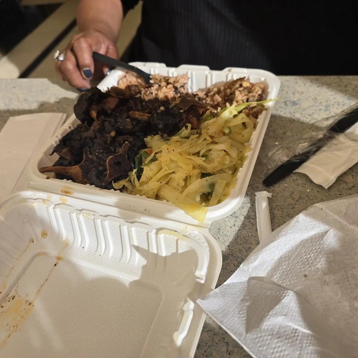 Oxtail Rice and Beans and Cabbage