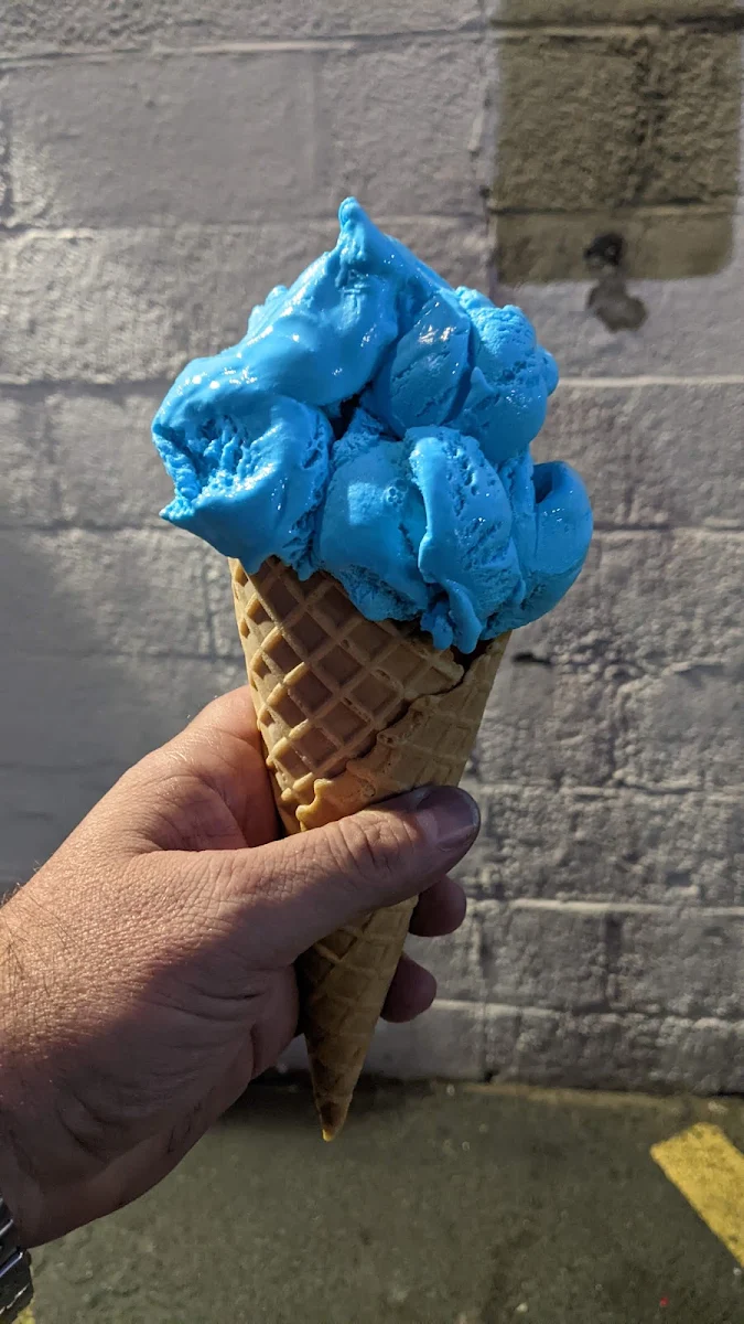 Blue Moon Ice Cream in a Waffle Cone