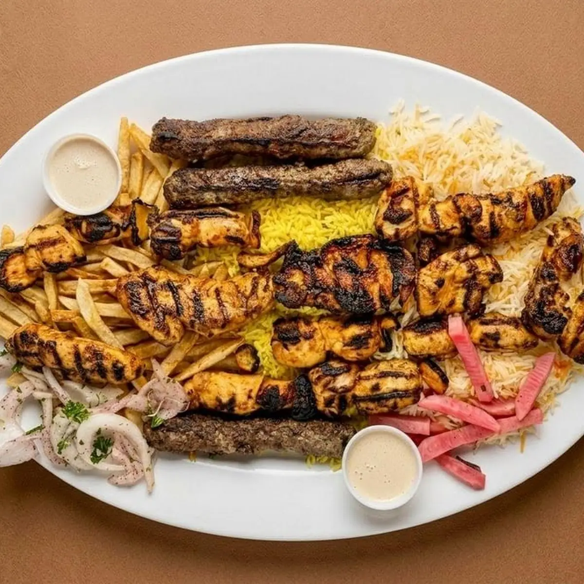 Mixed Grill Platter with Yellow Rice