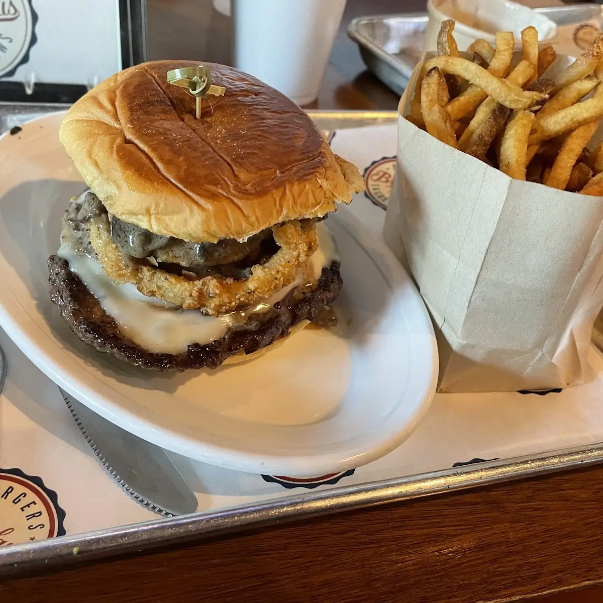 Mushroom Burger with Fries