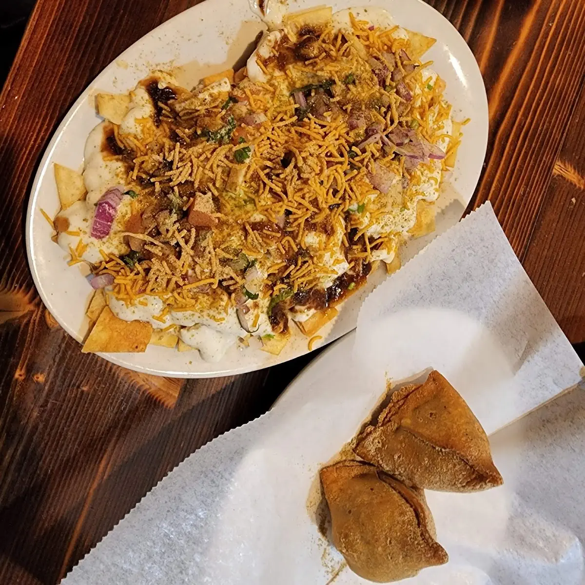 Samosa and Dahi Papdi Chaat