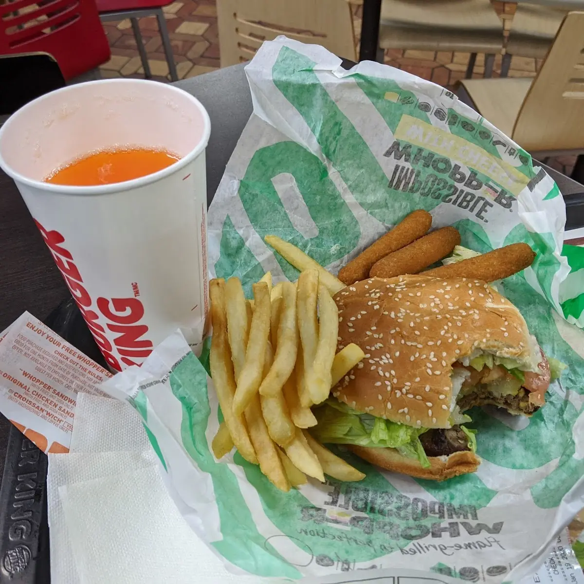 Impossible Whopper Mozzarella Sticks Orange Fanta
