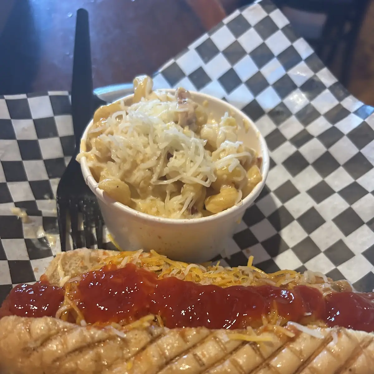 Hot Dog with Mac & Cheese
