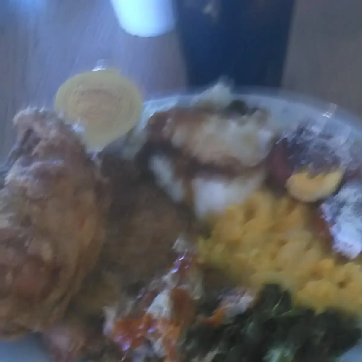 Fried Chicken Greens Mac Cheese