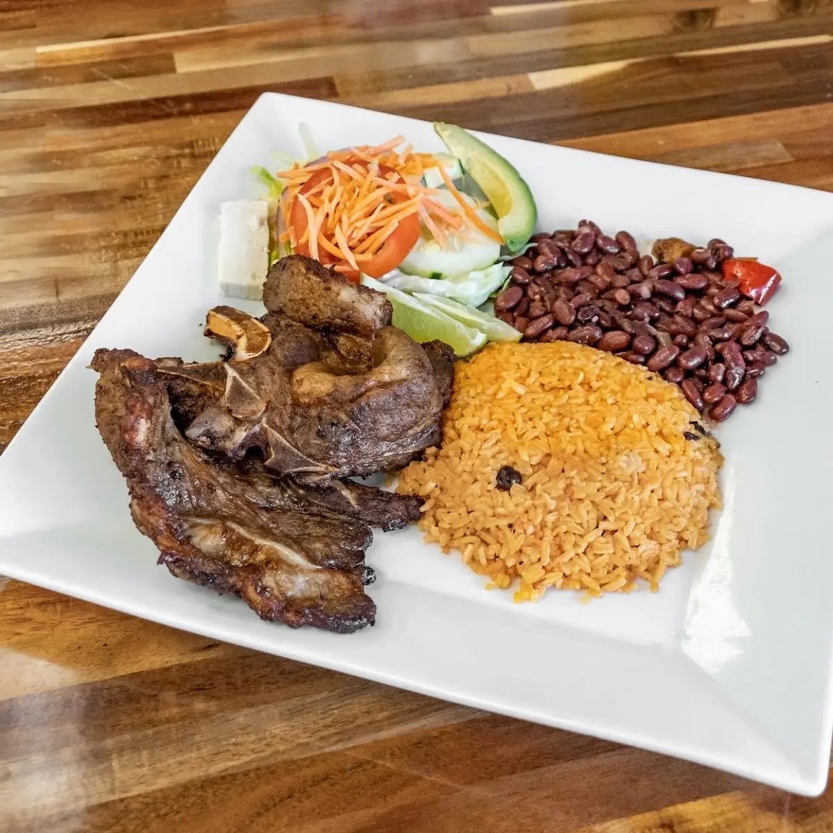 Yellow Rice Beans and Salad