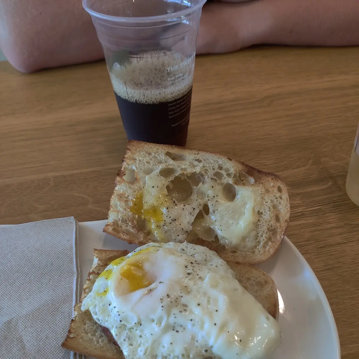 Breakfast Sausage Egg and Cheese Sandwich on Ciabatta