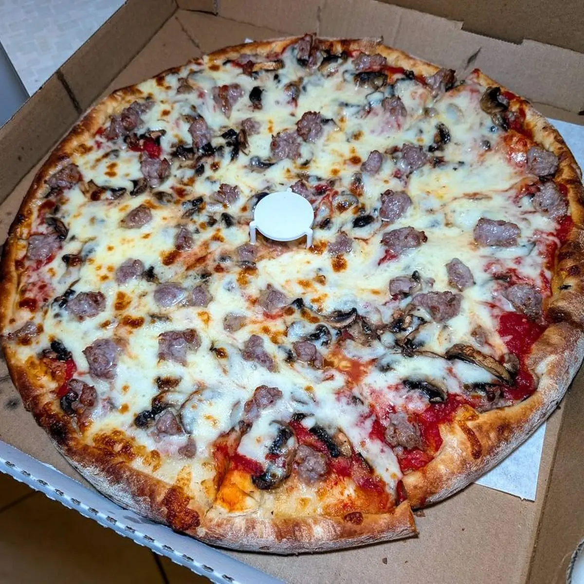 Mushroom Sausage Pizza