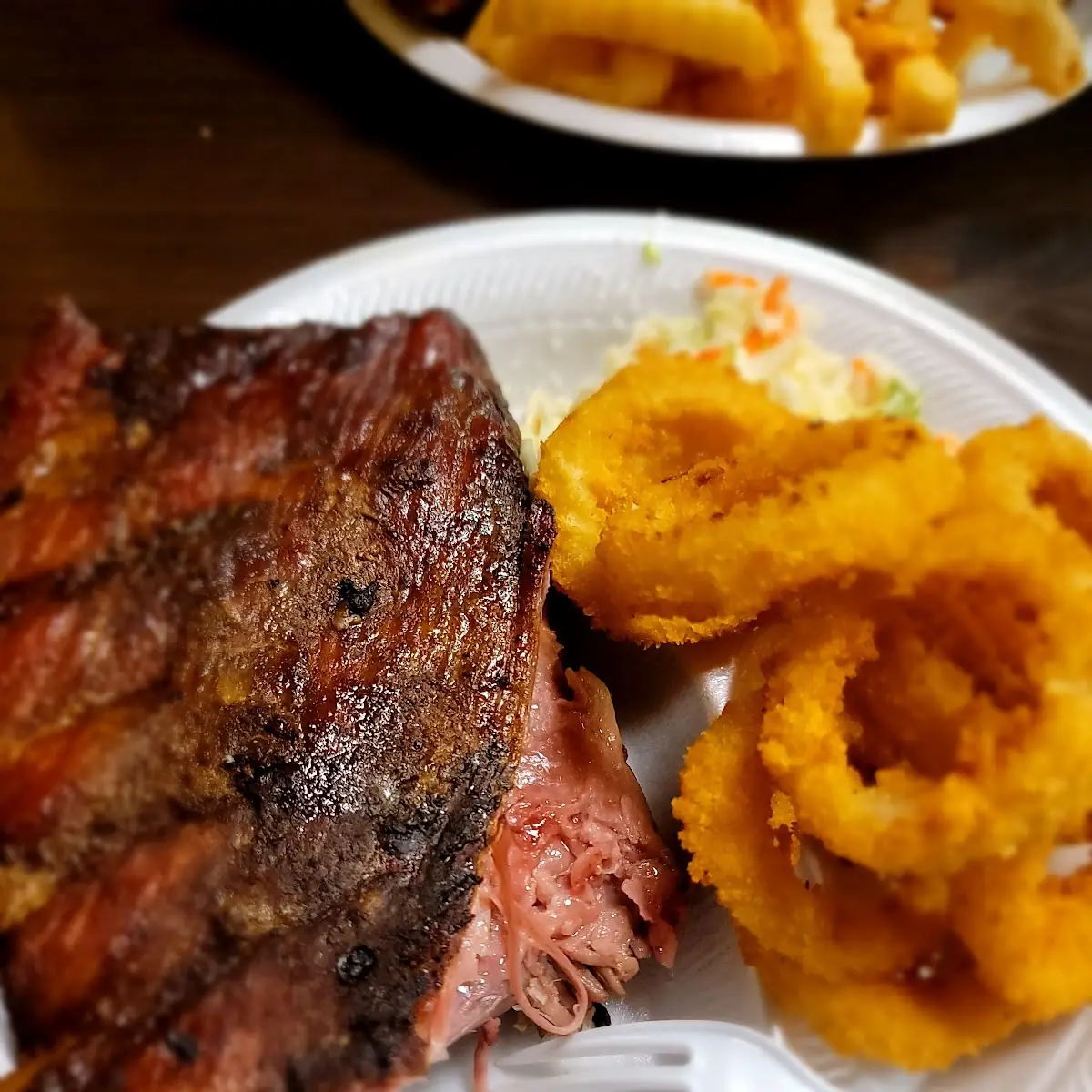 BBQ Ribs and Onion Rings
