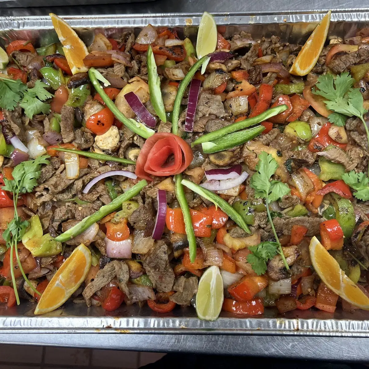 Tray of Beef Fajitas