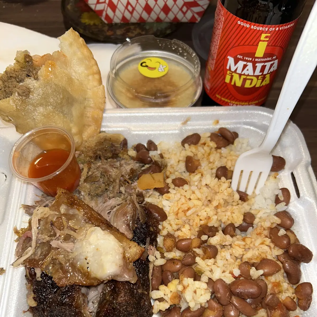 Pernil with White Rice and Beans