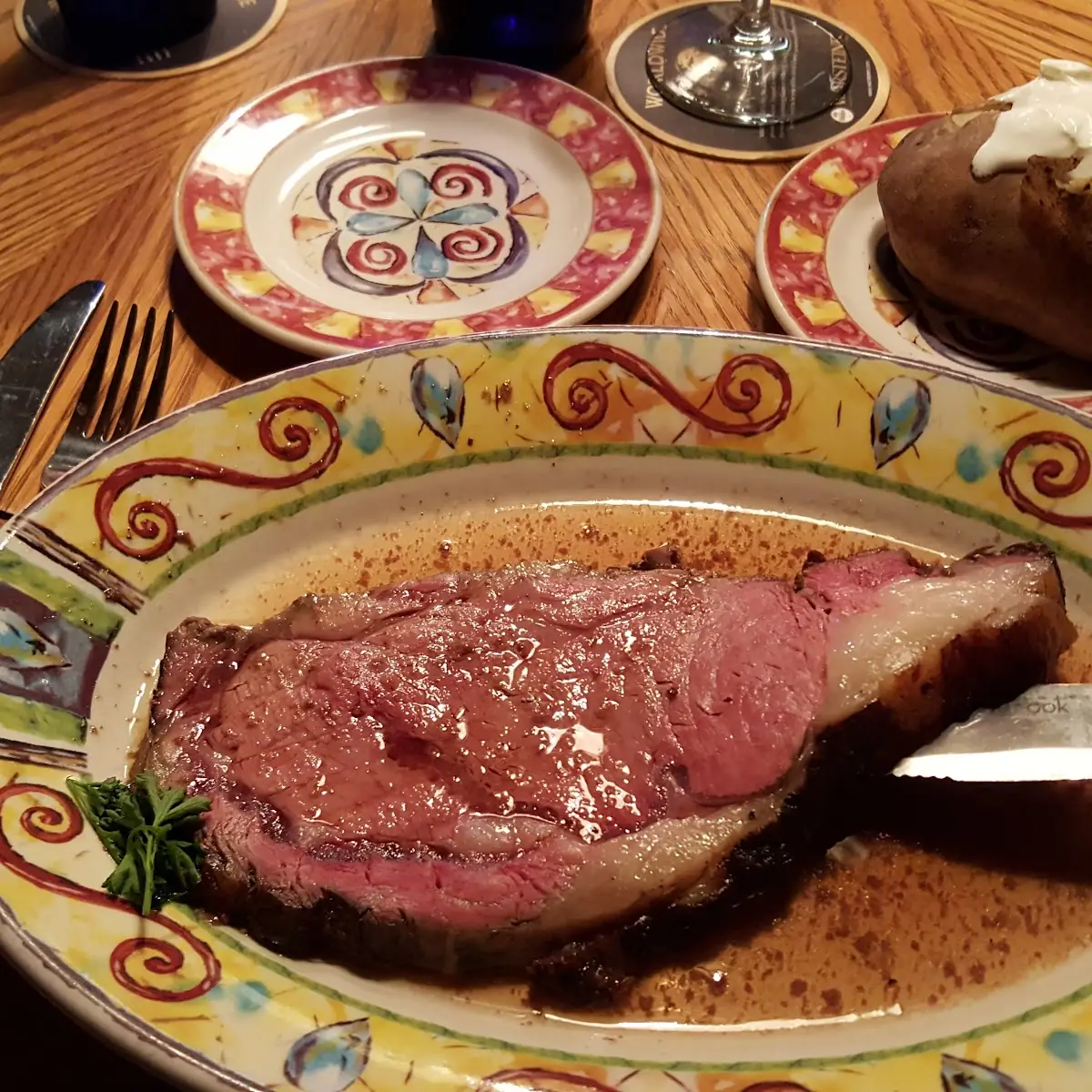 Prime Rib Medium with Baked Potato and Cosmopolitan