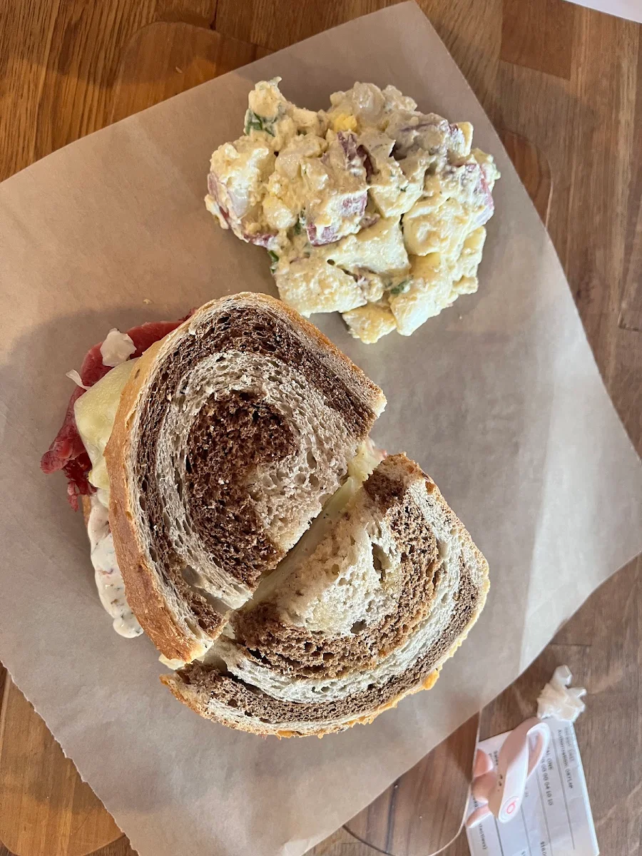 Pastrami Reuben and Pasta Salad