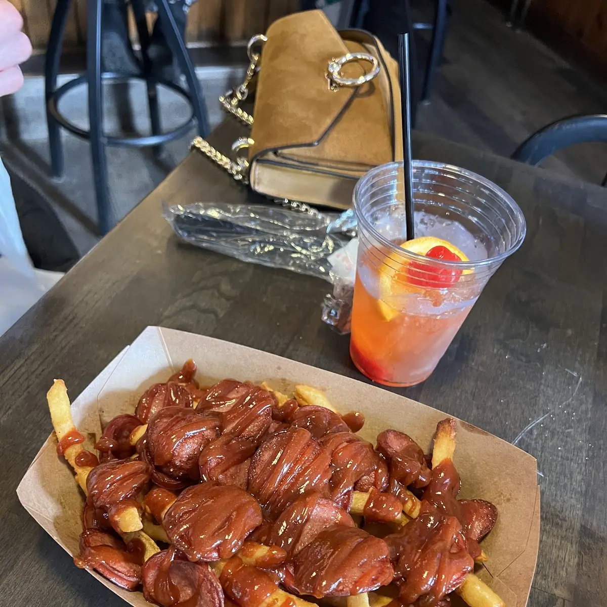 Curried Sausage on Fries