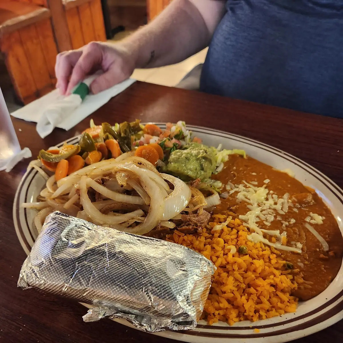 8. One Enchilada, One Tamale, Rice & Beans