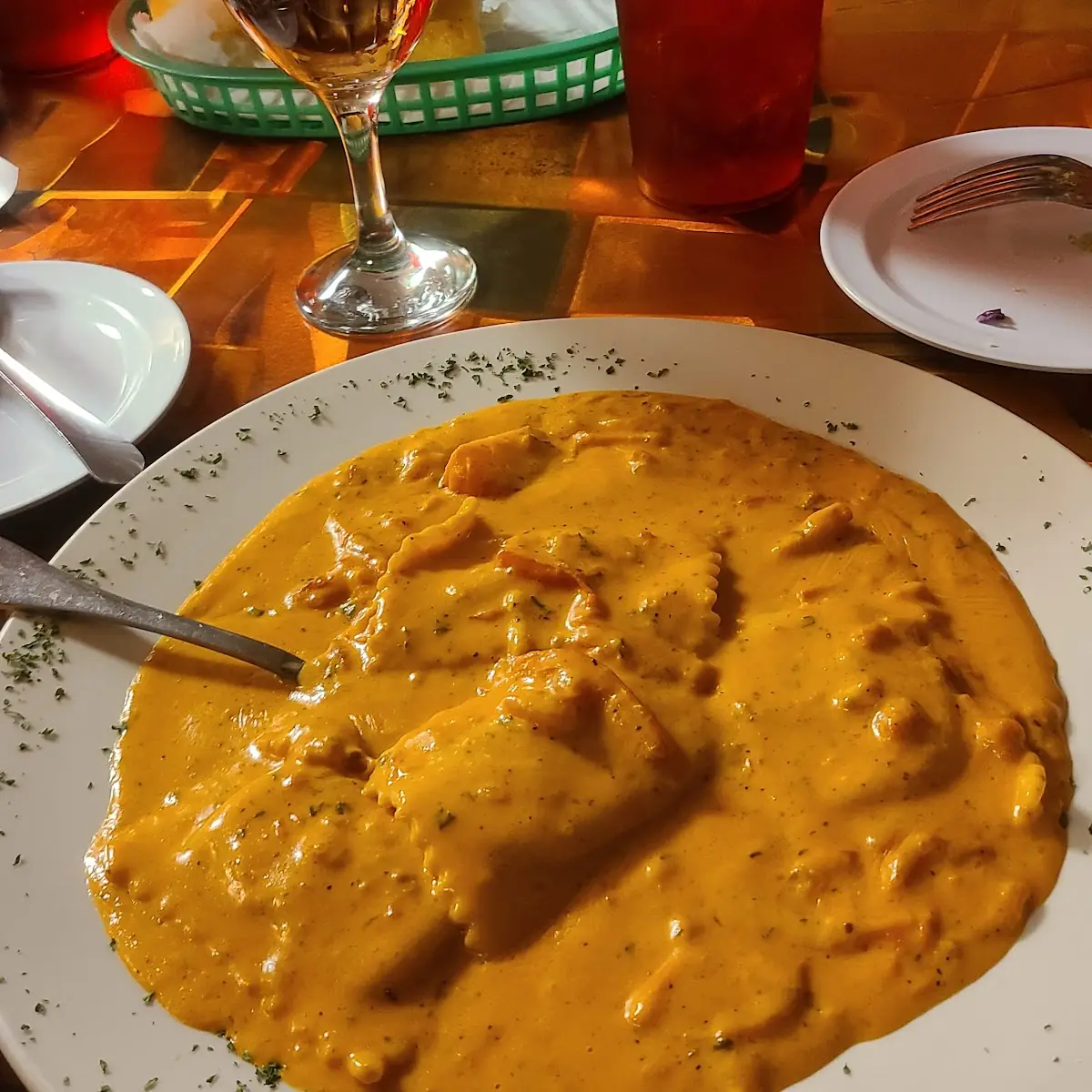 Spinach Ravioli With Brandy Sauce