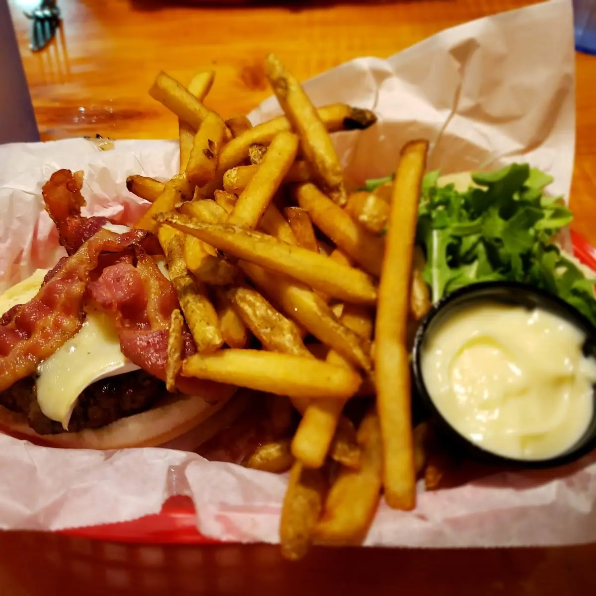 Swiss Mushroom Burger and Fries