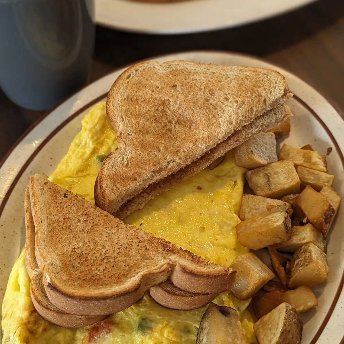 Veggie Delight Omelette with Rye Bread