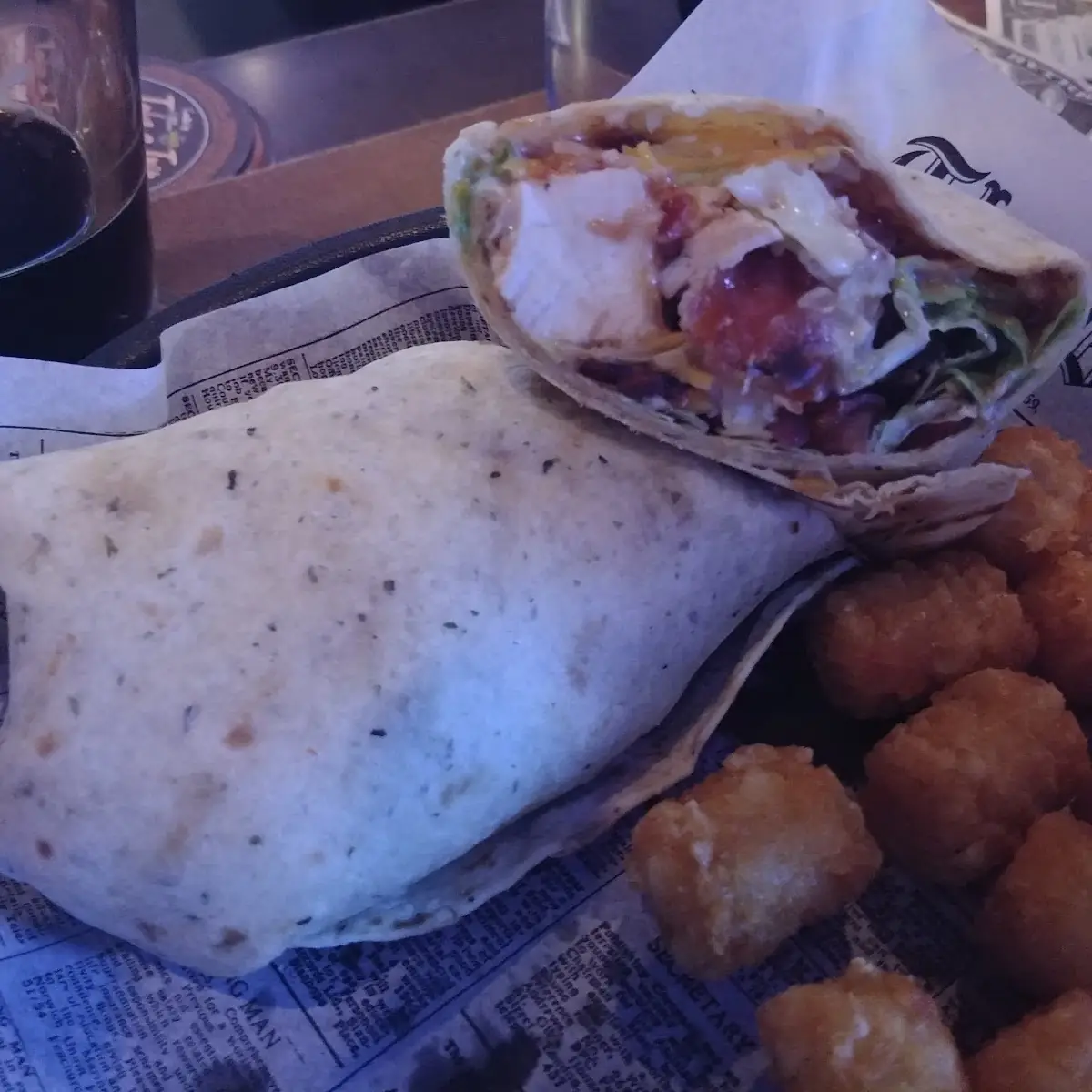 Chicken Ranch Wrap with Tots