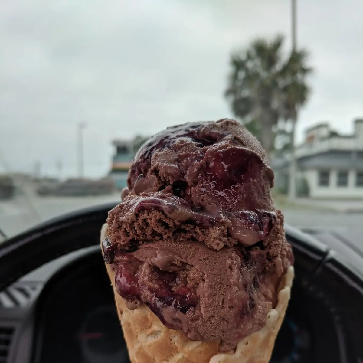 Chocolate Raspberry Truffle Waffle Cone