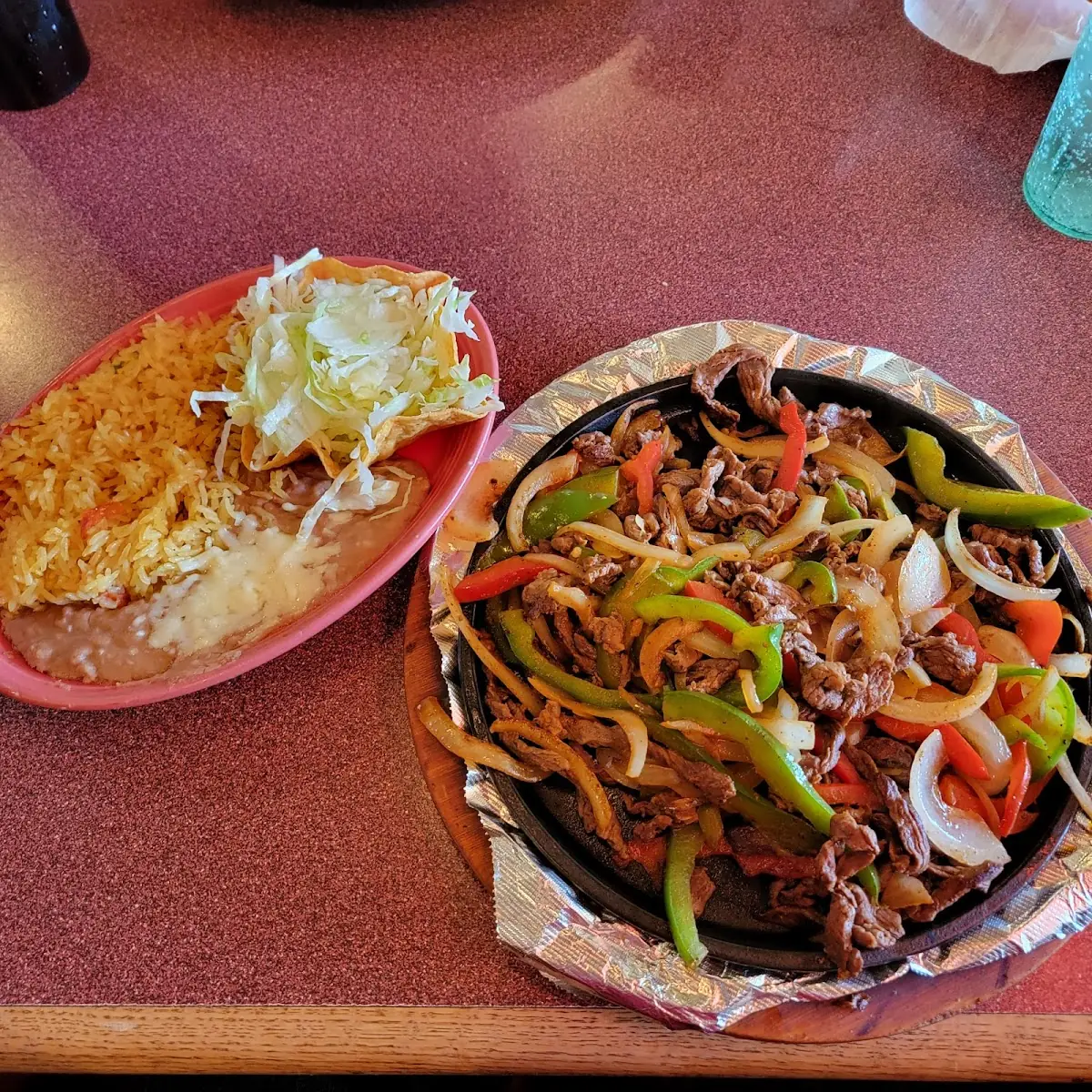Steak Fajitas and Refried Beans