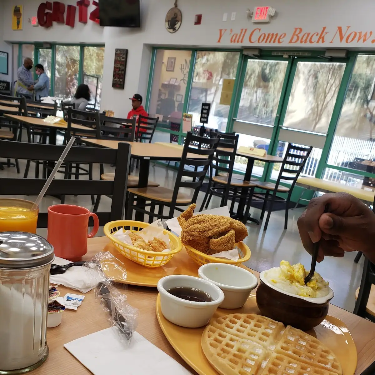 Chicken and Waffles Sweet Tea Cheese Grits