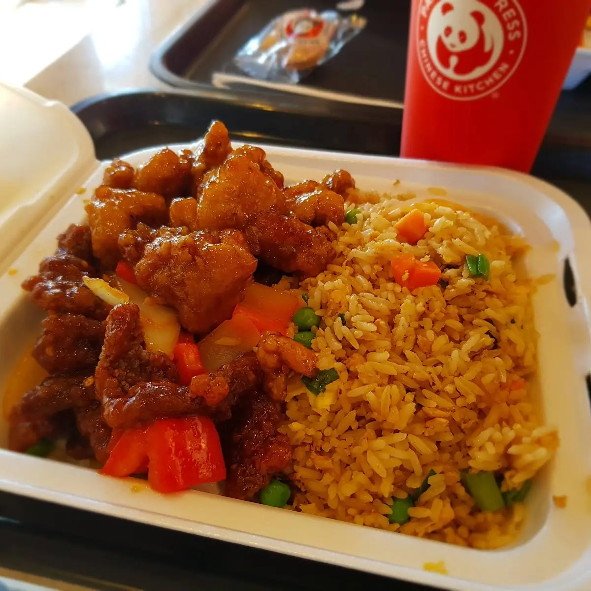 Plate Fried Rice Orange Chicken Beijing Beef